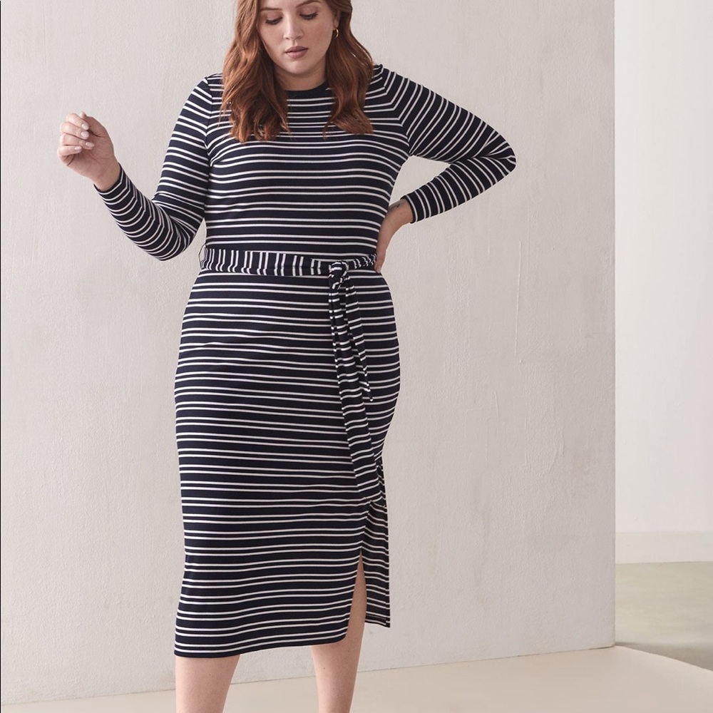 NWT LONG SLEEVE STRIPE TSHIRT BELTED DRESS 3X